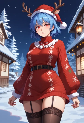 touhou,kamishirasawa_keine,sweater,stockings,Thigh garters  - AI generated anime art