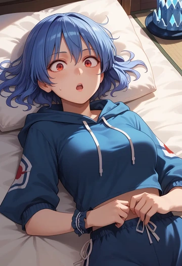 touhou,kamishirasawa_keine,hoodie,cropped,high-waisted joggers  - AI generated anime art