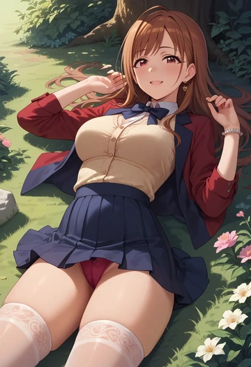 idolmaster,kamiya_nao,mini skirt, stockings  - AI generated anime art