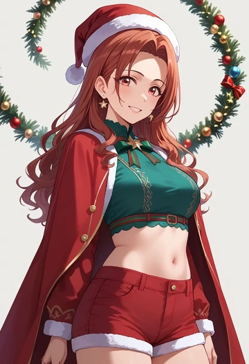 idolmaster,kamiya_nao,Christmas,red velvet shorts  - AI generated anime art