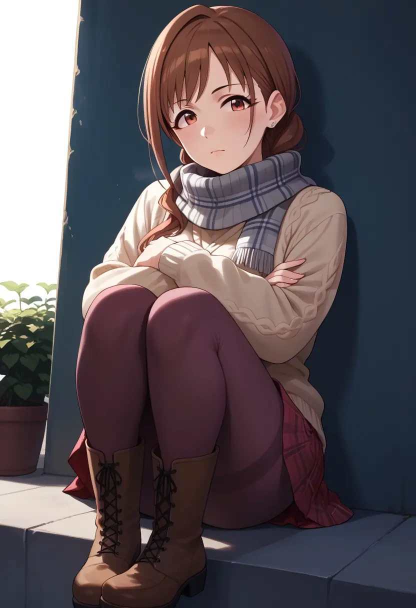 idolmaster,kamiya_nao,winter,student uniform,fur-lined parka  - 