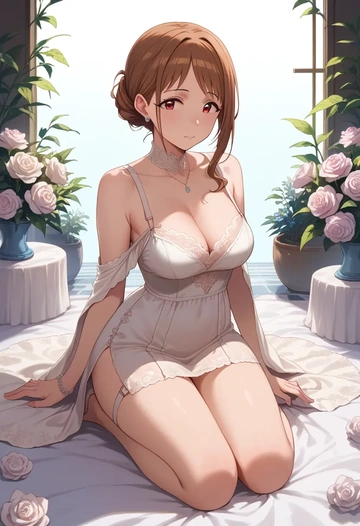 idolmaster,kamiya_nao,silk slip dress  - AI generated anime art