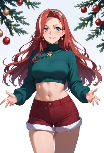 kantai_collection,kamoi_(kancolle),Christmas,red velvet shorts  - AI generated anime art