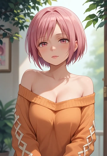 mahou_shoujo_madoka_magica,kaname_madoka,orange,sweater  - AI generated anime art