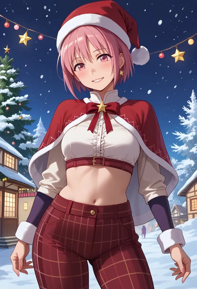 mahou_shoujo_madoka_magica,kaname_madoka,Christmas,plaid trousers  - 