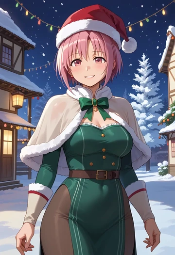 mahou_shoujo_madoka_magica,kaname_madoka,Christmas,dress  - AI generated anime art