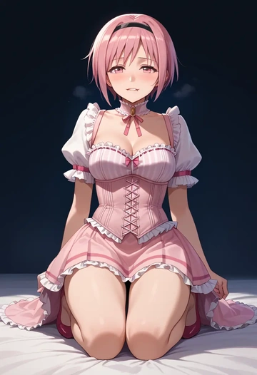 mahou_shoujo_madoka_magica,kaname_madoka,corset,bustier,long tulle skirt  - AI generated anime art