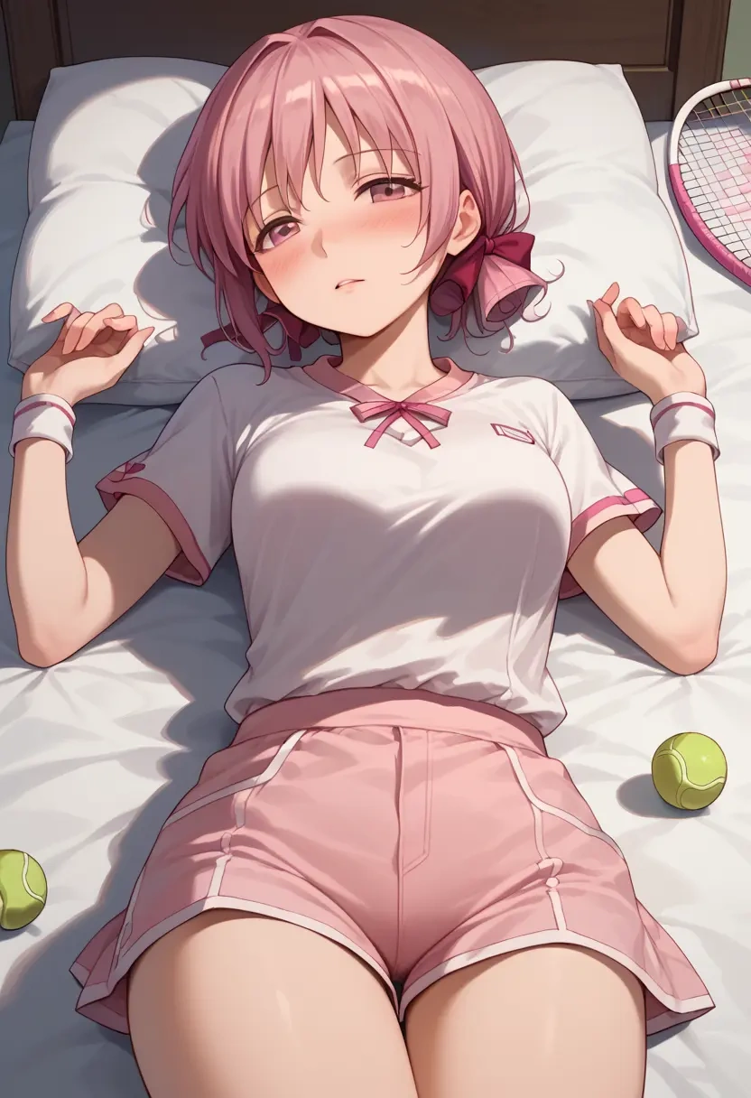 mahou_shoujo_madoka_magica,kaname_madoka,tennis polo,skort  - 