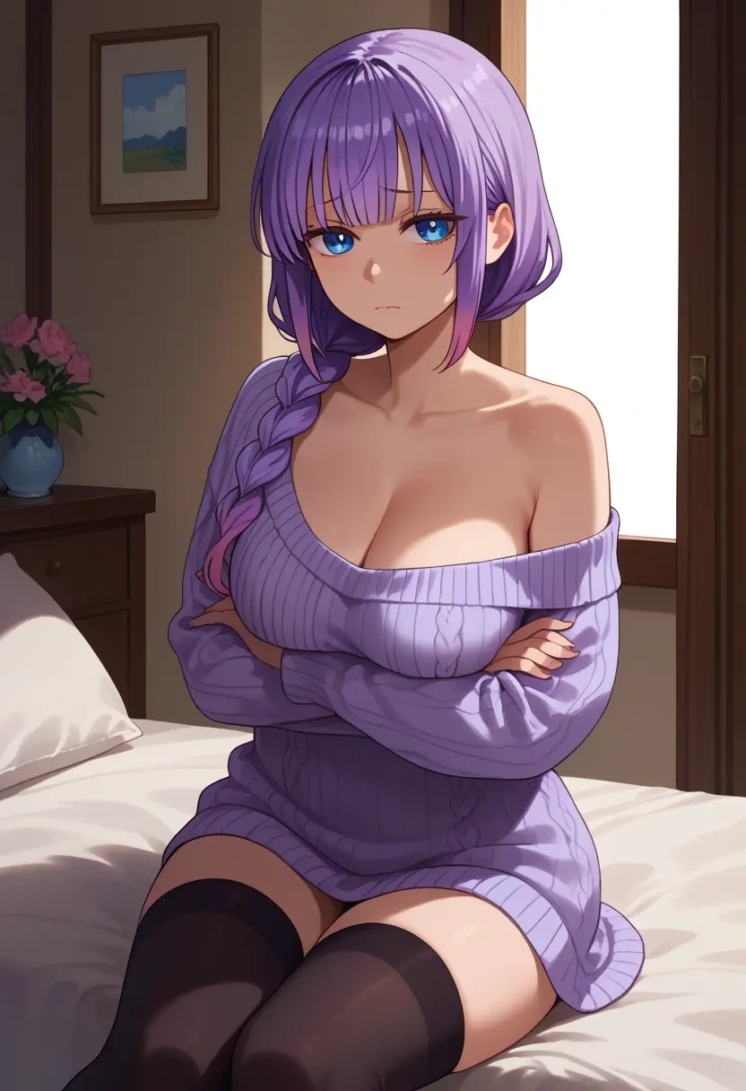 kobayashi-san_chi_no_maidragon,kanna_kamui,off-shoulder,sweater  - 