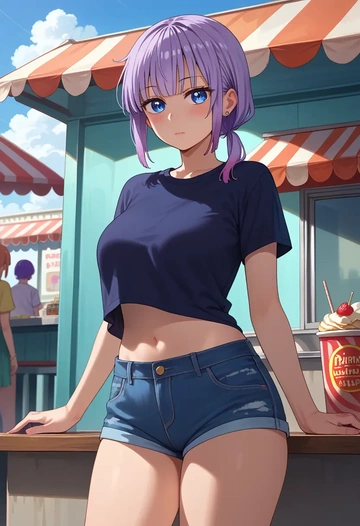 kobayashi-san_chi_no_maidragon,kanna_kamui,denim shorts  - AI generated anime art