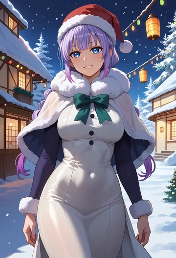 kobayashi-san_chi_no_maidragon,kanna_kamui,Christmas,dress  - AI generated anime art