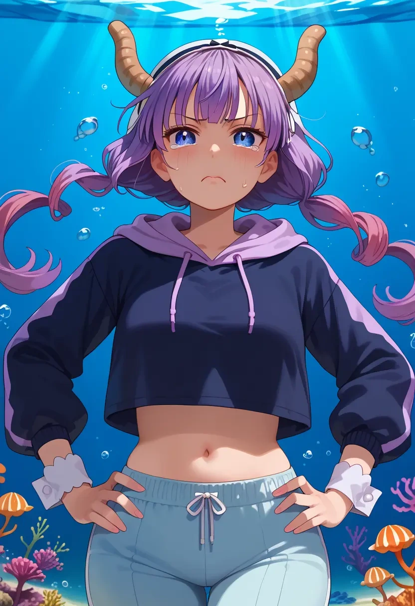 kobayashi-san_chi_no_maidragon,kanna_kamui,hoodie,cropped,high-waisted joggers  - 