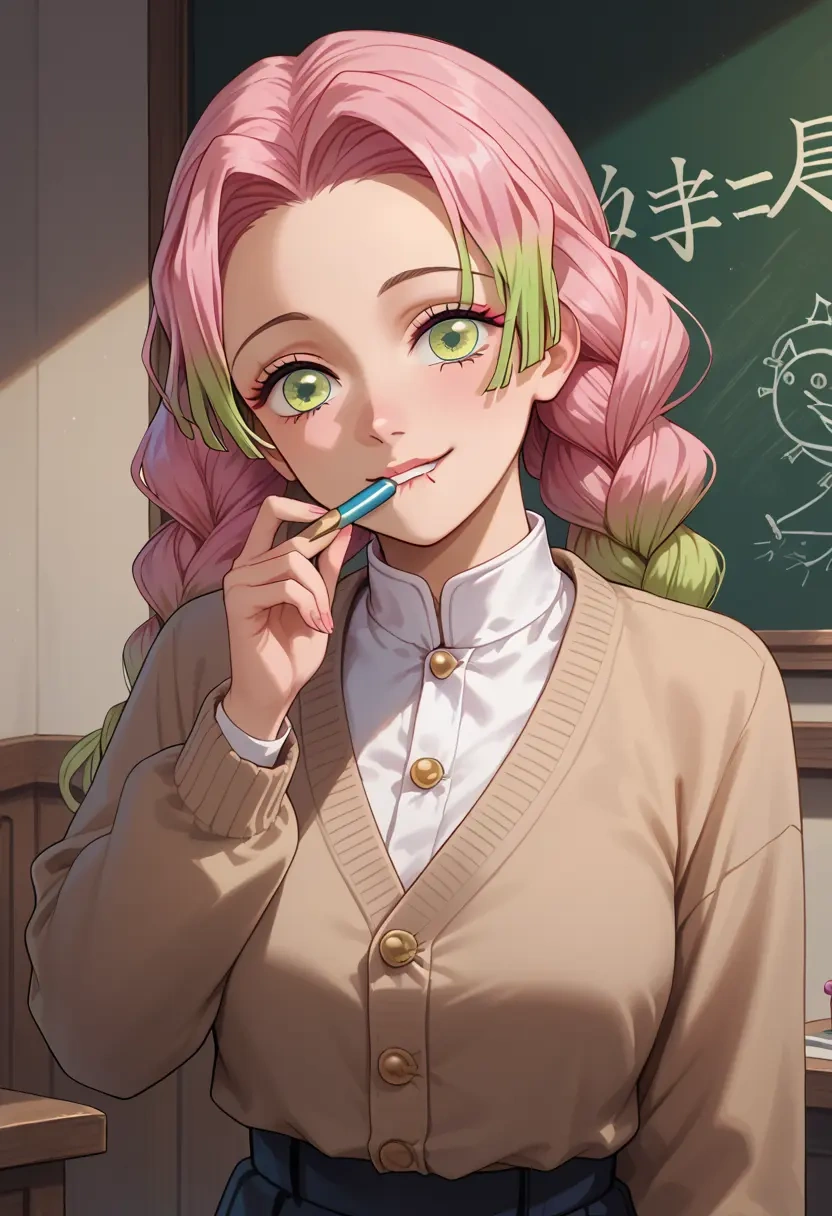 kimetsu_no_yaiba,kanroji_mitsuri,teacher, sweater  - 