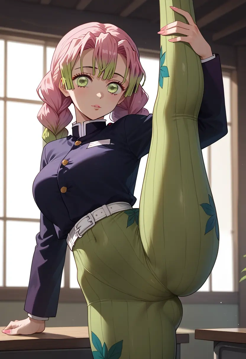 kimetsu_no_yaiba,kanroji_mitsuri,yoga, standing split,sexy,  - 