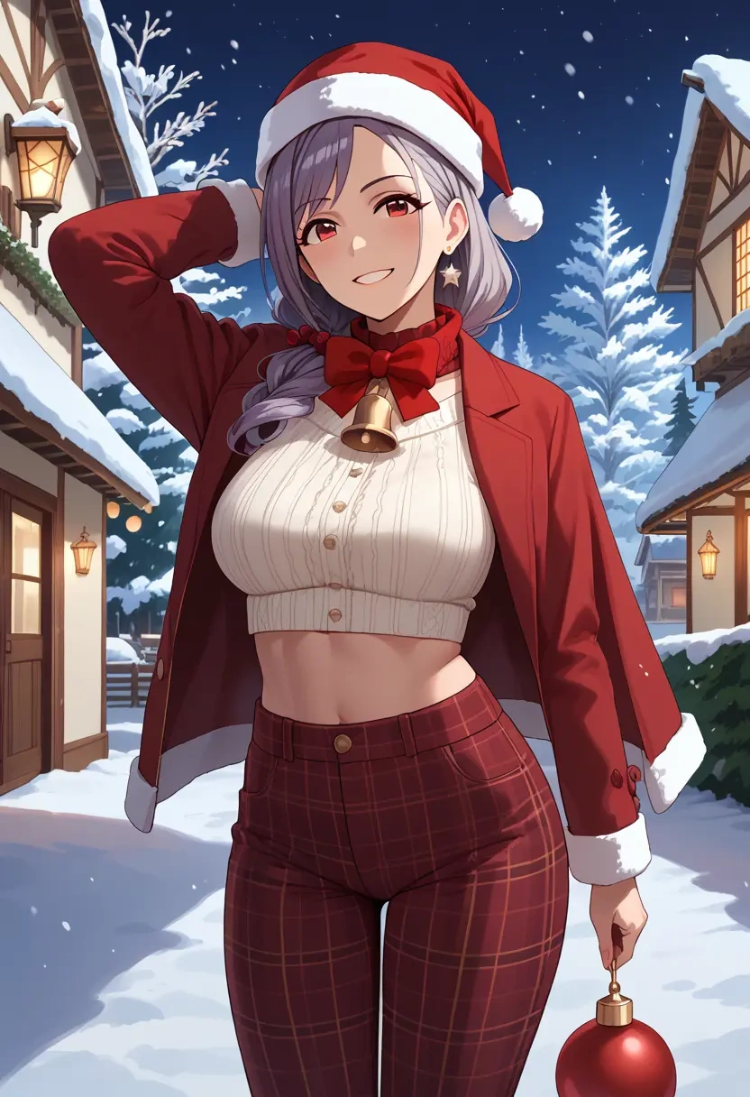 idolmaster,kanzaki_ranko,Christmas,plaid trousers  - 