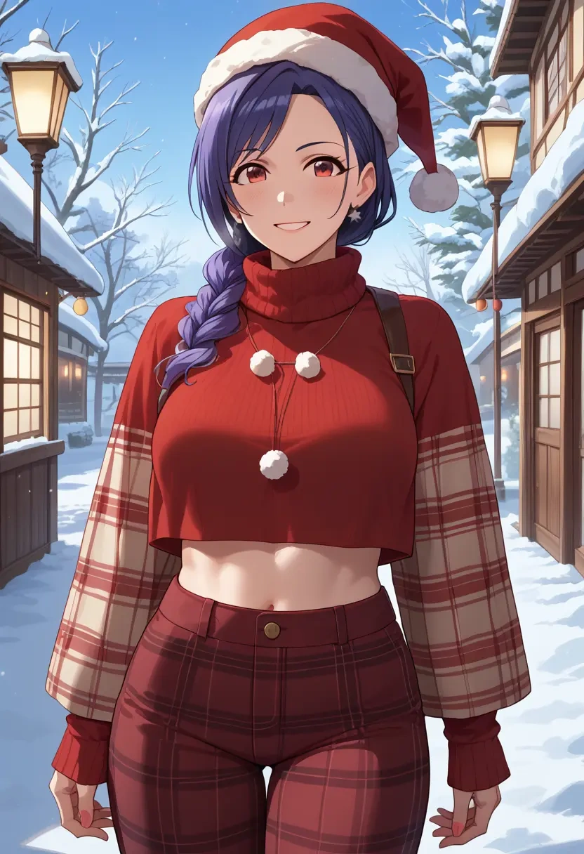 idolmaster,kanzaki_ranko,Christmas,plaid trousers  - 