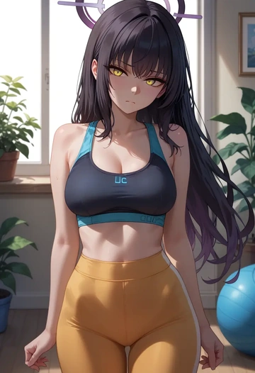 blue_archive,karin_(blue_archive),yoga shorts, bra  - AI generated anime art