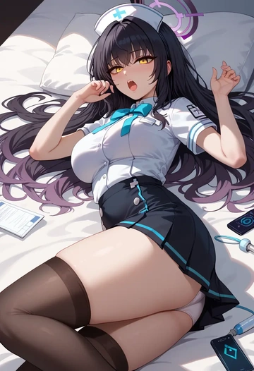 blue_archive,karin_(blue_archive),nurse pantyhose,mini skirt, sexy  - AI generated anime art