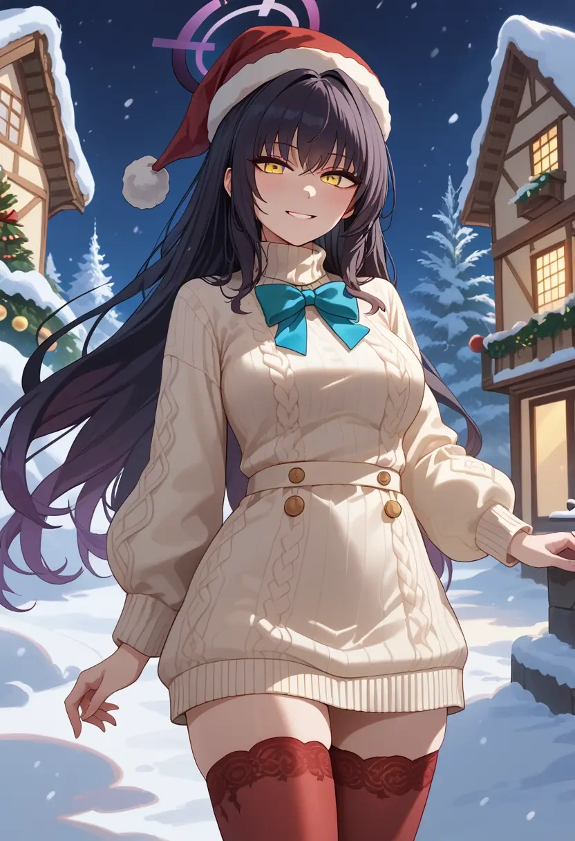 blue_archive,karin_(blue_archive),Christmas,sweater dress,stockings  - 