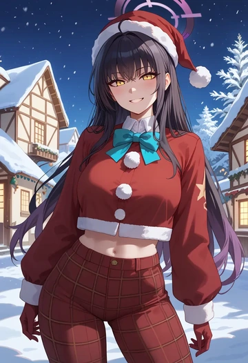 blue_archive,karin_(blue_archive),Christmas,plaid trousers  - AI generated anime art