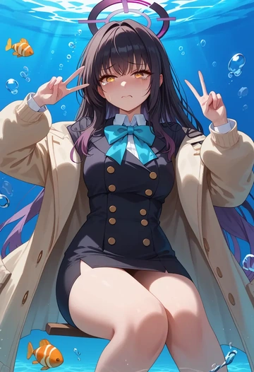 blue_archive,karin_(blue_archive),coat,long,double-breasted,pencil skirt  - AI generated anime art