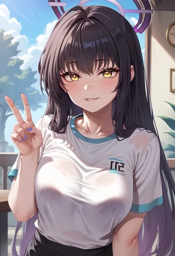 blue_archive,karin_(blue_archive),running shirt,shorts,sneakers  - AI generated anime art