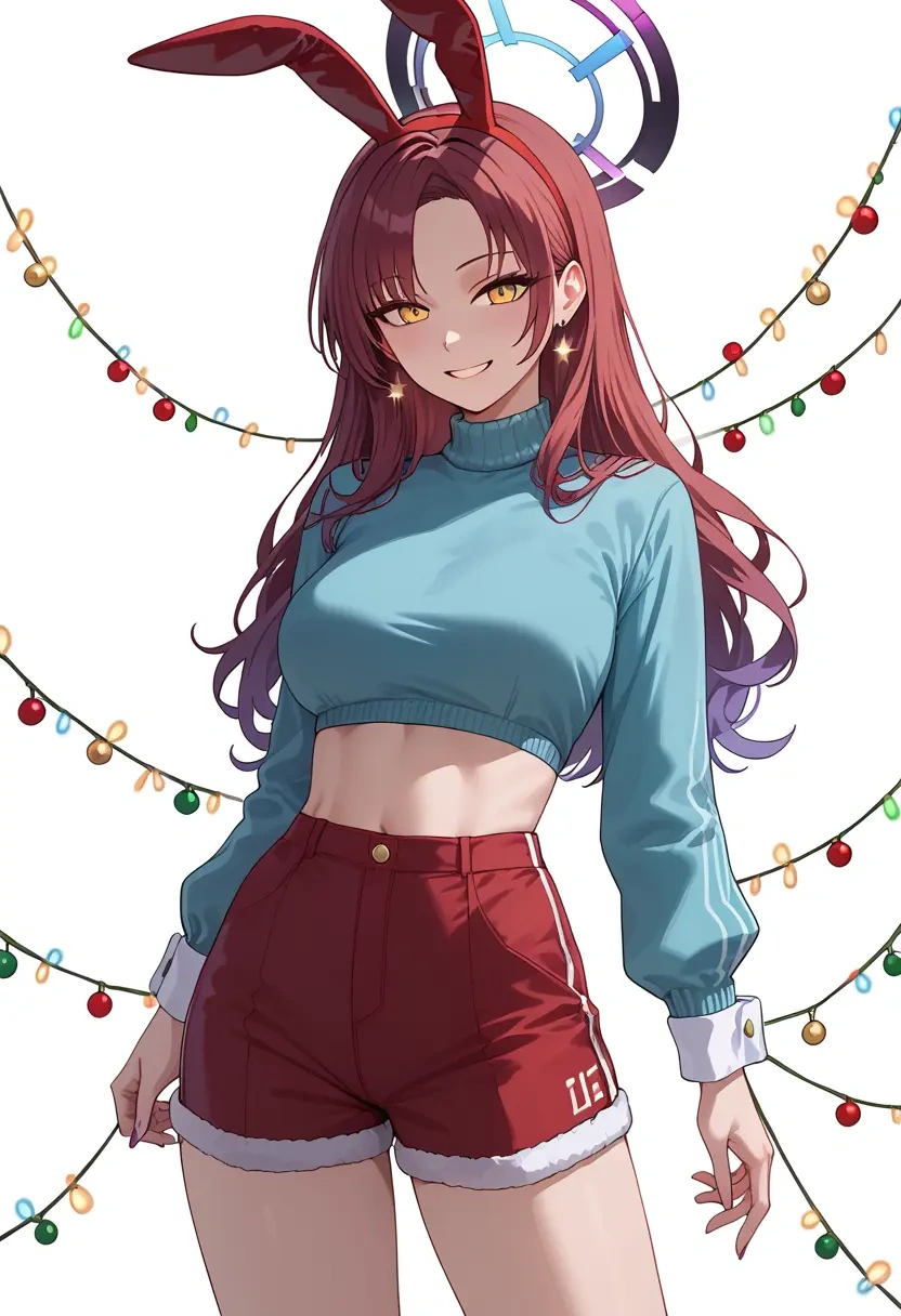 blue_archive,karin_(bunny)_(blue_archive),Christmas,red velvet shorts  - 