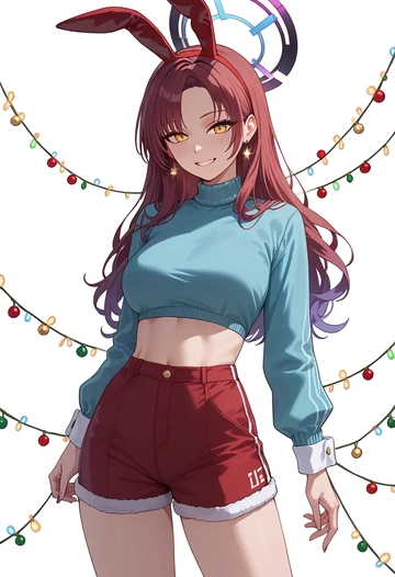 blue_archive,karin_(bunny)_(blue_archive),Christmas,red velvet shorts  - AI generated anime art