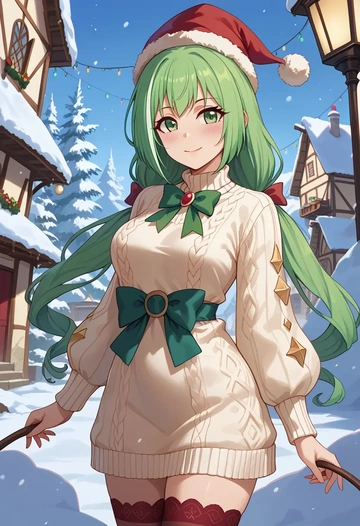 princess_connect!,karyl_(princess_connect!),Christmas,sweater dress,stockings  - AI generated anime art