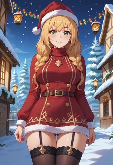 princess_connect!,karyl_(princess_connect!),sweater,stockings,Thigh garters  - AI generated anime art