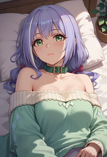 princess_connect!,karyl_(princess_connect!),sweater,off-shoulder,collar  - AI generated anime art