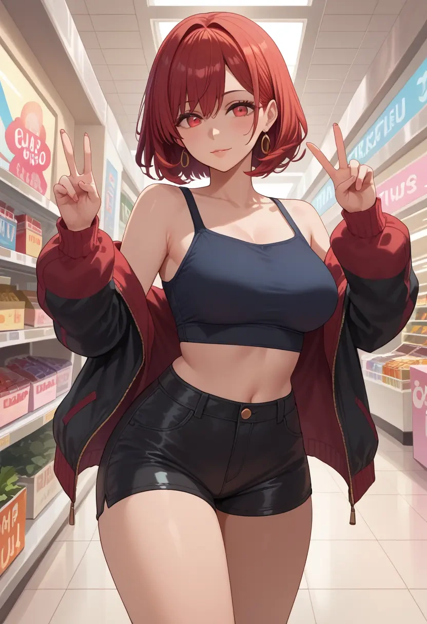 utau,kasane_teto,leather,shorts,crop top  - 