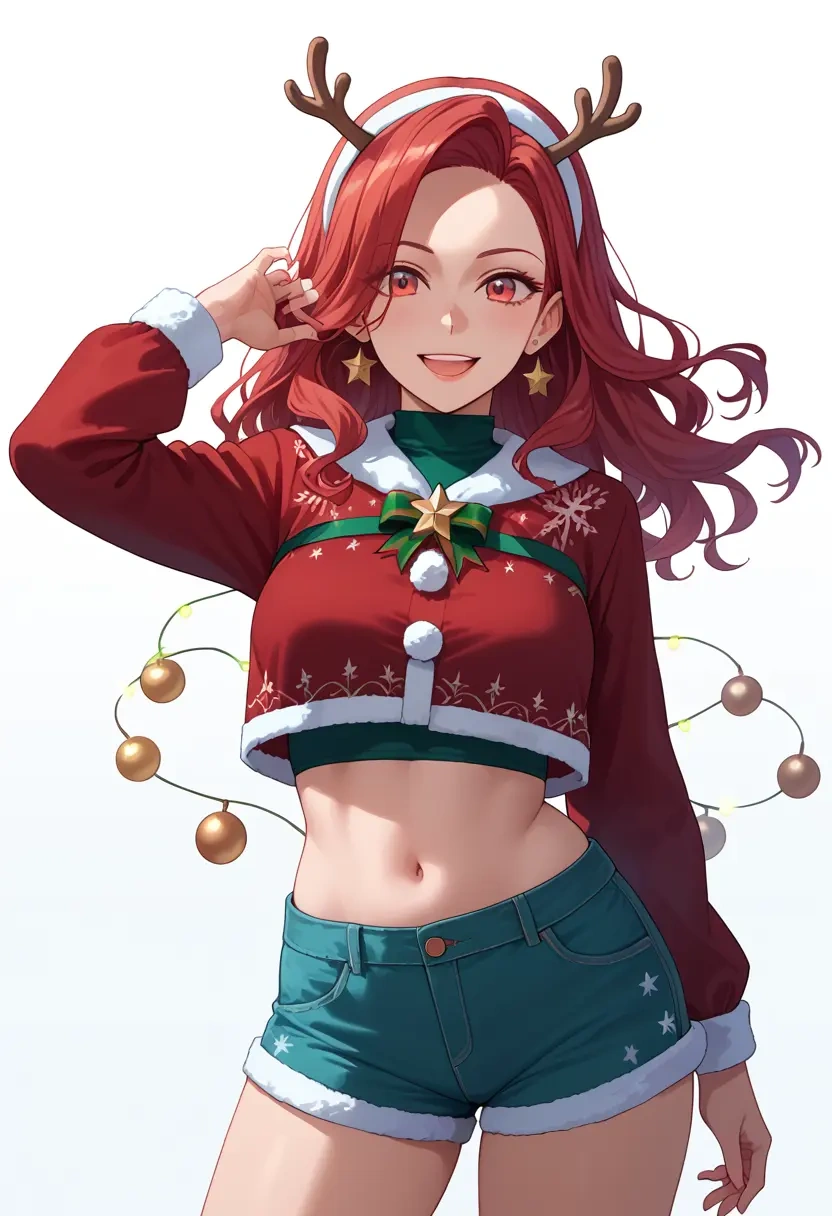 utau,kasane_teto,Christmas,red velvet shorts  - 