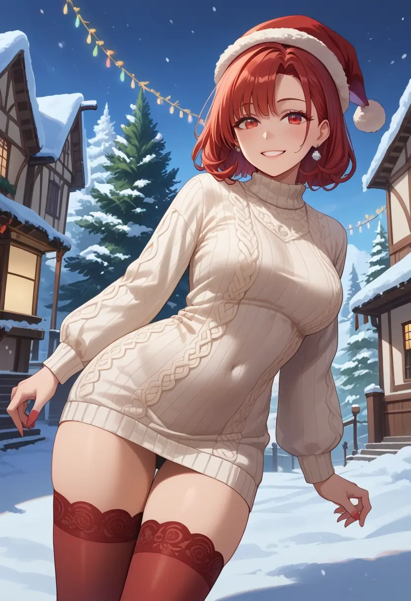 utau,kasane_teto,Christmas,sweater dress,stockings  - 