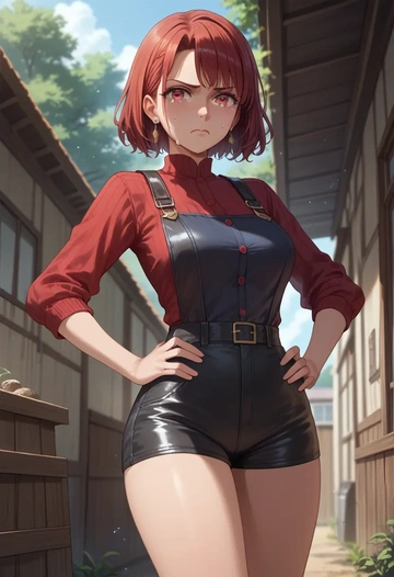 utau,kasane_teto,leather,shorts  - AI generated anime art