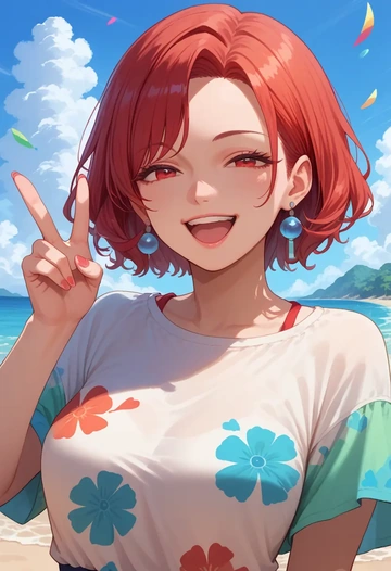 utau,kasane_teto,paint-splatter blouse,dolphin shorts  - AI generated anime art