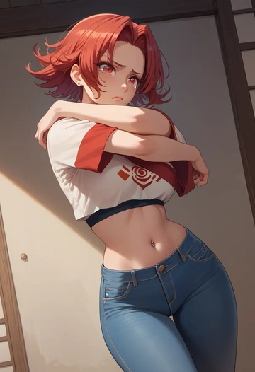 utau,kasane_teto,crop top  - AI generated anime art