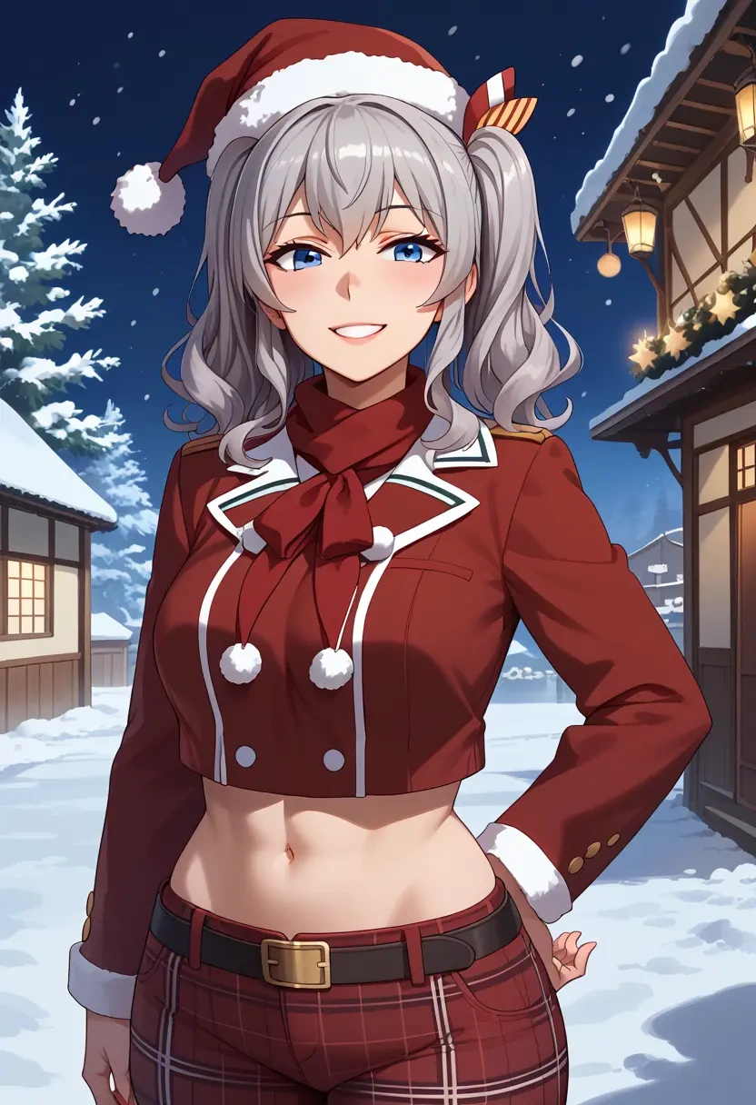 kantai_collection,kashima_(kancolle),Christmas,plaid trousers  - 