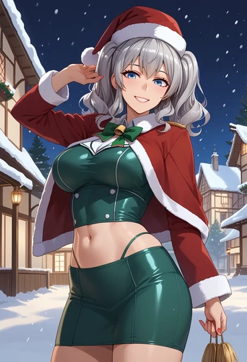 kantai_collection,kashima_(kancolle),Christmas,dress  - AI generated anime art