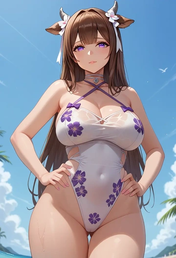 azur_lane,kashino_(azur_lane),swimsuit,floral print  - AI generated anime art