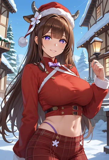 azur_lane,kashino_(azur_lane),Christmas,plaid trousers  - AI generated anime art