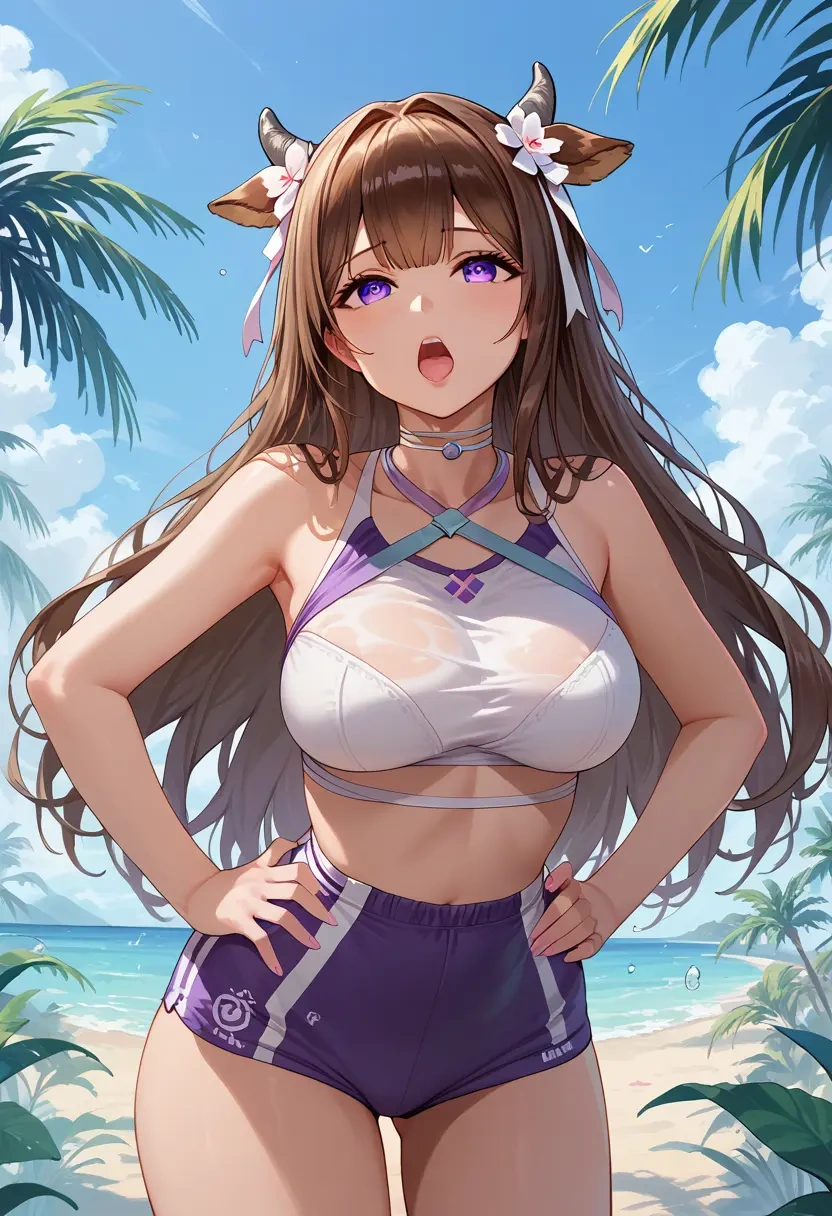 azur_lane,kashino_(azur_lane),tankini top,board shorts  - 