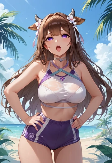 azur_lane,kashino_(azur_lane),tankini top,board shorts  - AI generated anime art