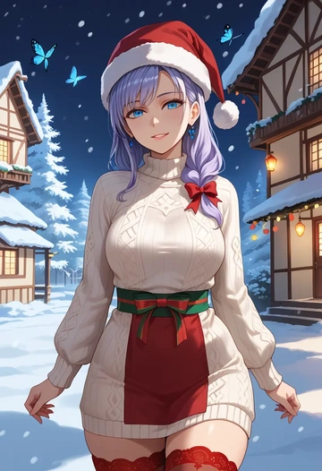 boku_wa_tomodachi_ga_sukunai,kashiwazaki_sena,Christmas,sweater dress,stockings  - AI generated anime art