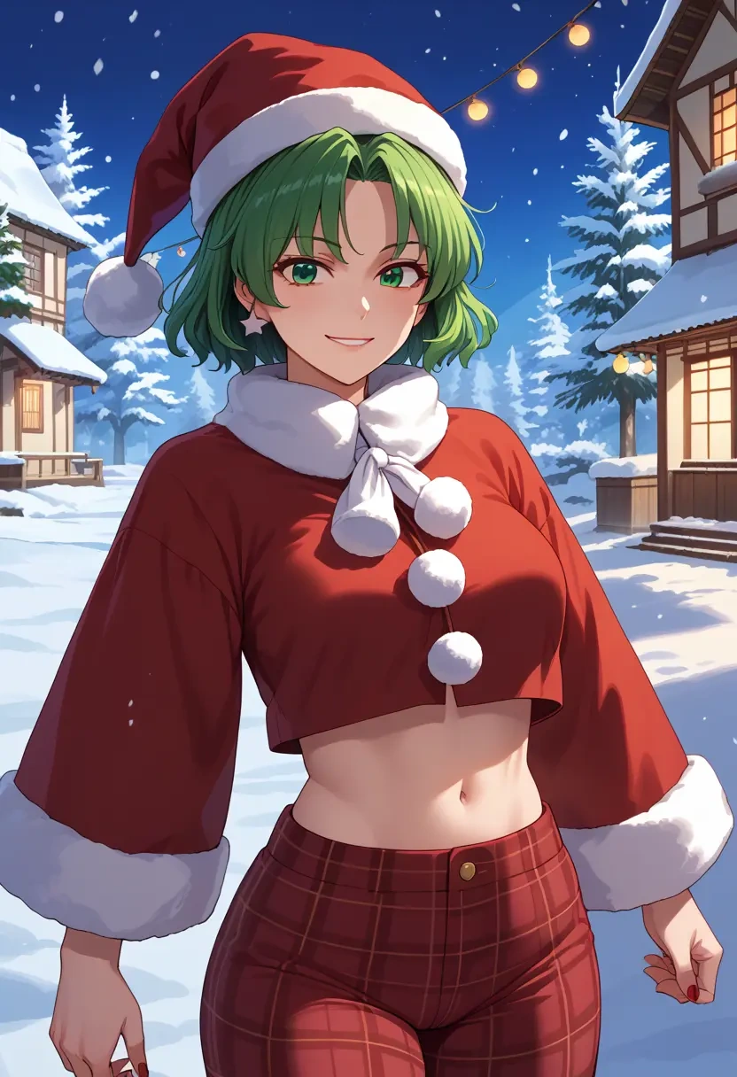 touhou,kasodani_kyouko,Christmas,plaid trousers  - 