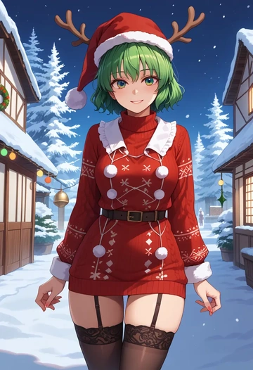 touhou,kasodani_kyouko,sweater,stockings,Thigh garters  - AI generated anime art