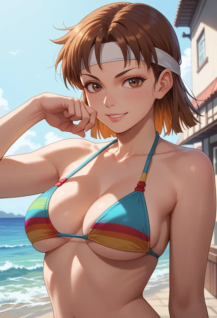 street_fighter,kasugano_sakura,bikini,rainbow-colored,sexy  - 