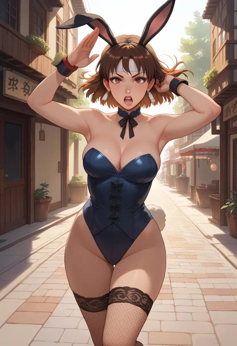 street_fighter,kasugano_sakura,bunny girl, sexy,stockings  - 