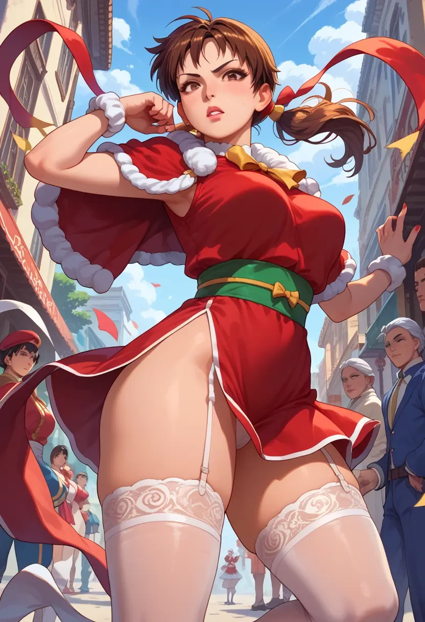 street_fighter,kasugano_sakura,Christmas,sexy, stockings,  - 