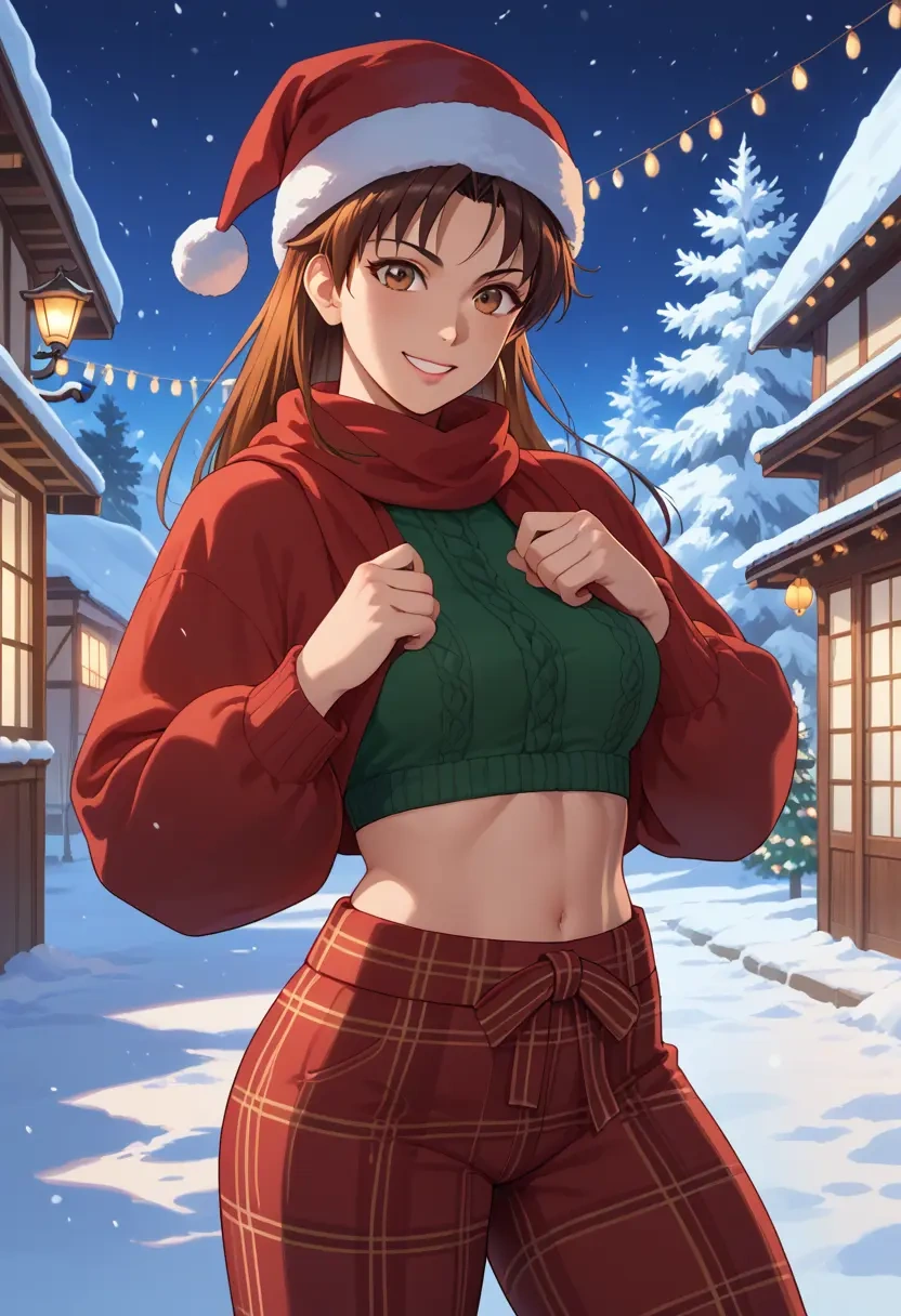 street_fighter,kasugano_sakura,Christmas,plaid trousers  - 